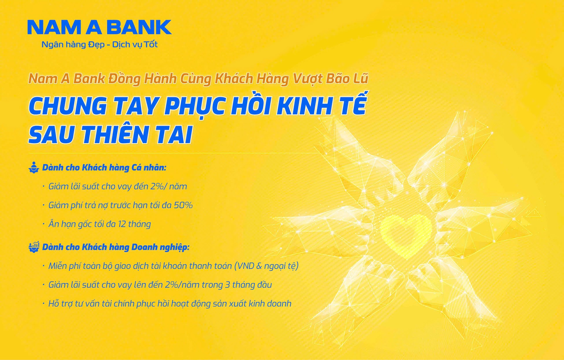 Nam A Bank giảm lãi suất vay lên đến đến 2% cho khách hàng ảnh hưởng thiên tai